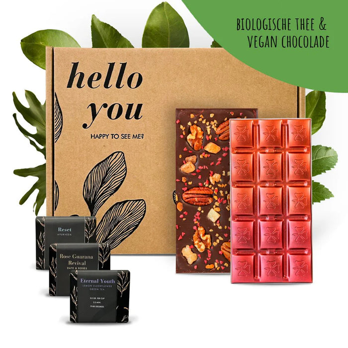 Vegan chocolade en theepakket